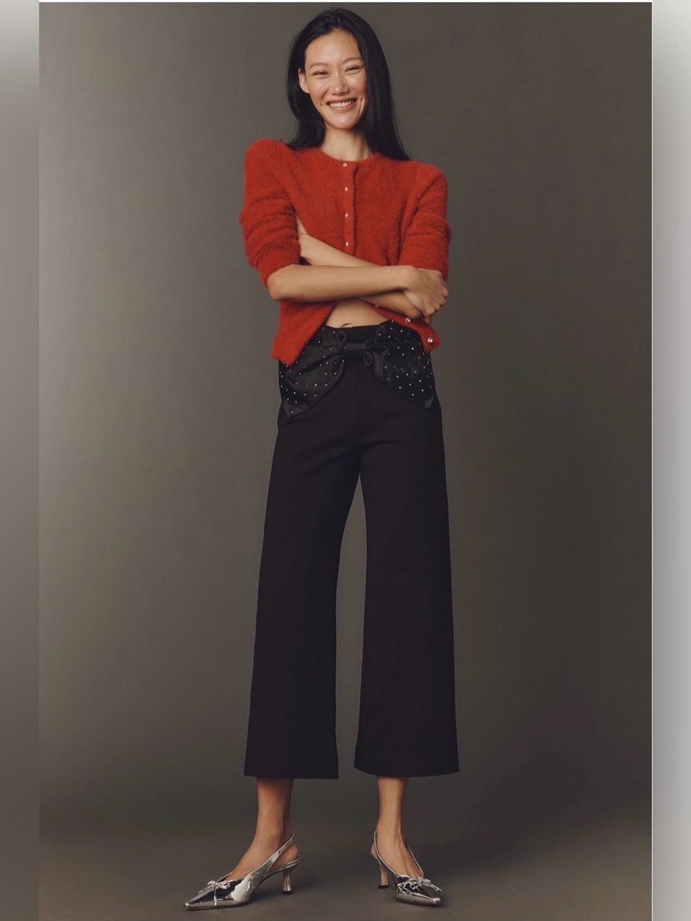 Anthropologie Maeve The Colette Crop Bow-Waist Sparkle Pants